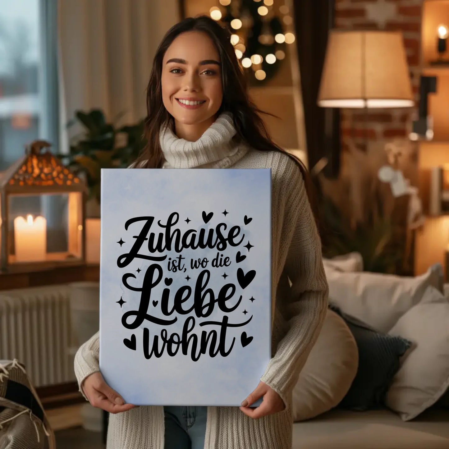 Personalisierte Sprüche Leinwand Zuhause ist wo die Liebe wohnt