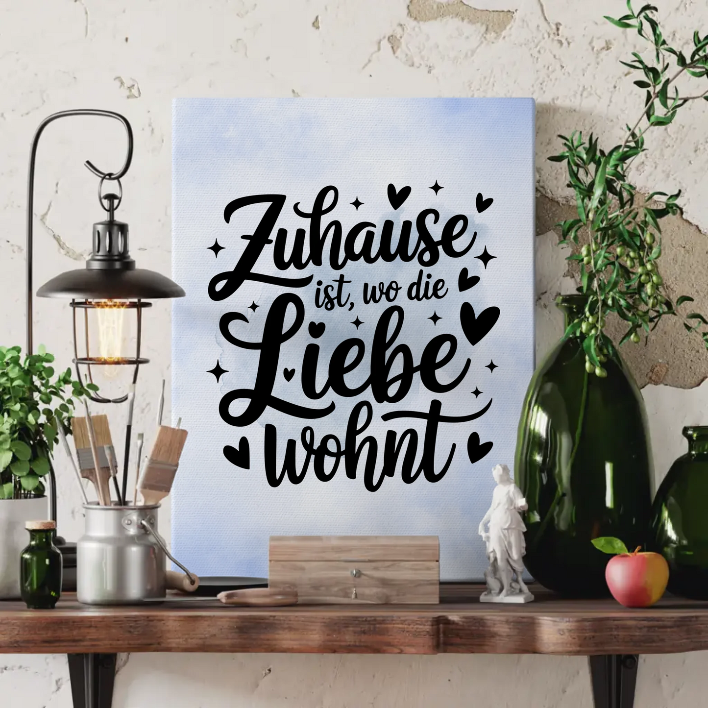 Personalisierte Sprüche Leinwand Zuhause ist wo die Liebe wohnt