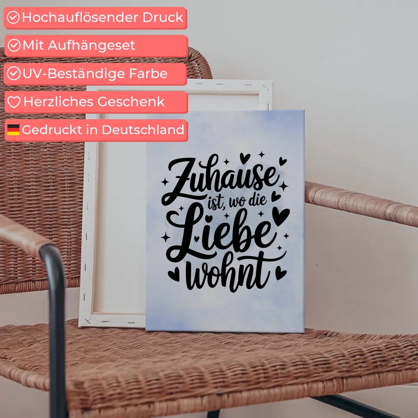 Personalisierte Sprüche Leinwand Zuhause ist wo die Liebe wohnt