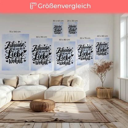 Personalisierte Sprüche Leinwand Zuhause ist wo die Liebe wohnt