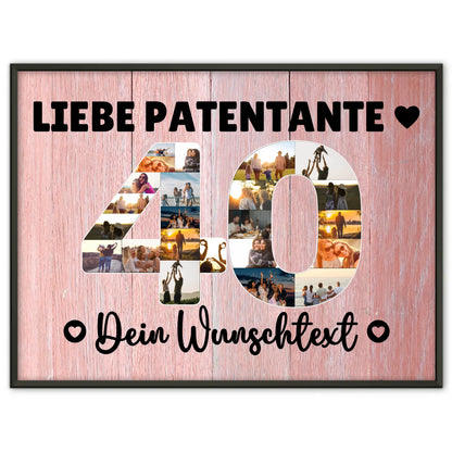 Personalisiertes Poster Wunschtext 40 Geburtstag Patentante