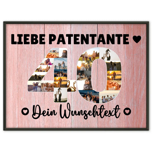 Personalisiertes Poster Wunschtext 40 Geburtstag Patentante