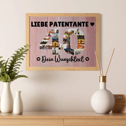 Personalisiertes Poster Wunschtext 40 Geburtstag Patentante