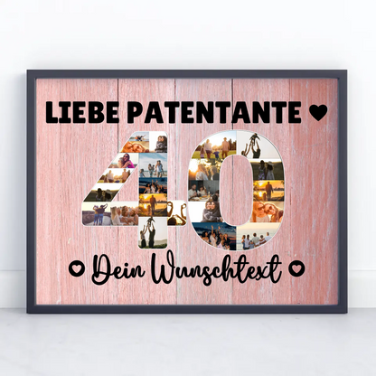 Personalisiertes Poster Wunschtext 40 Geburtstag Patentante