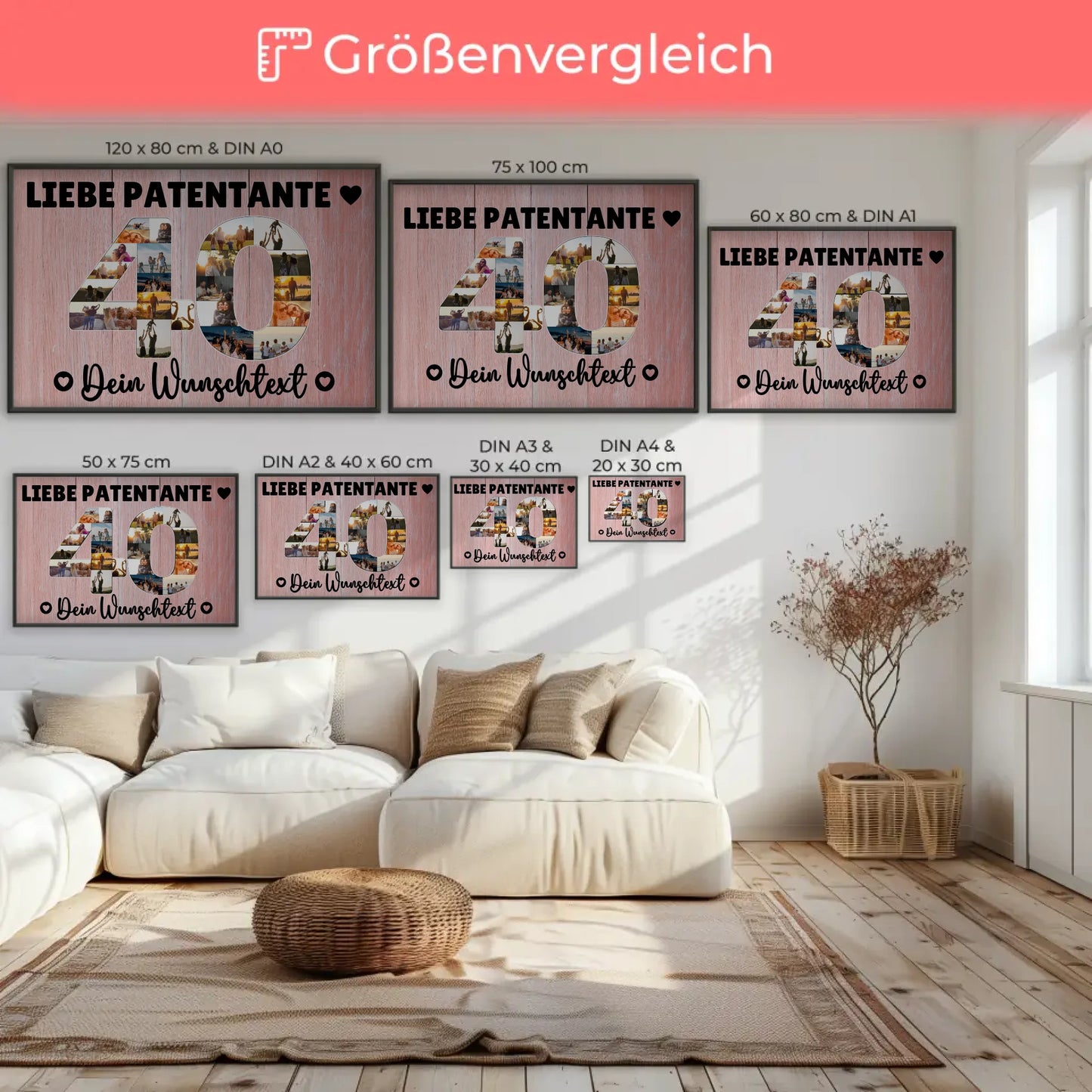 Personalisiertes Poster Wunschtext 40 Geburtstag Patentante