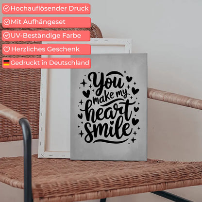 Personalisierte Spruch Leinwand You make my heart smile