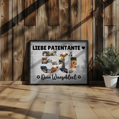 Personalisiertes Poster mit Wunschtext zum 50 Geburtstag Patentante