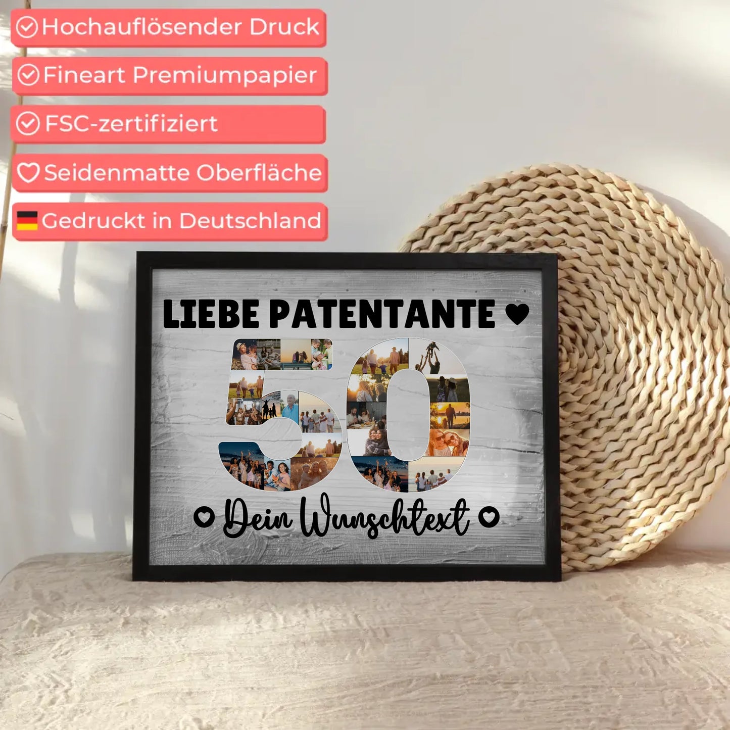 Personalisiertes Poster mit Wunschtext zum 50 Geburtstag Patentante
