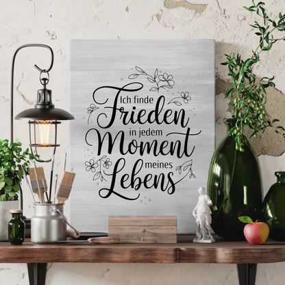 Personalisierte Leinwand mit Spruch Frieden in jedem Moment