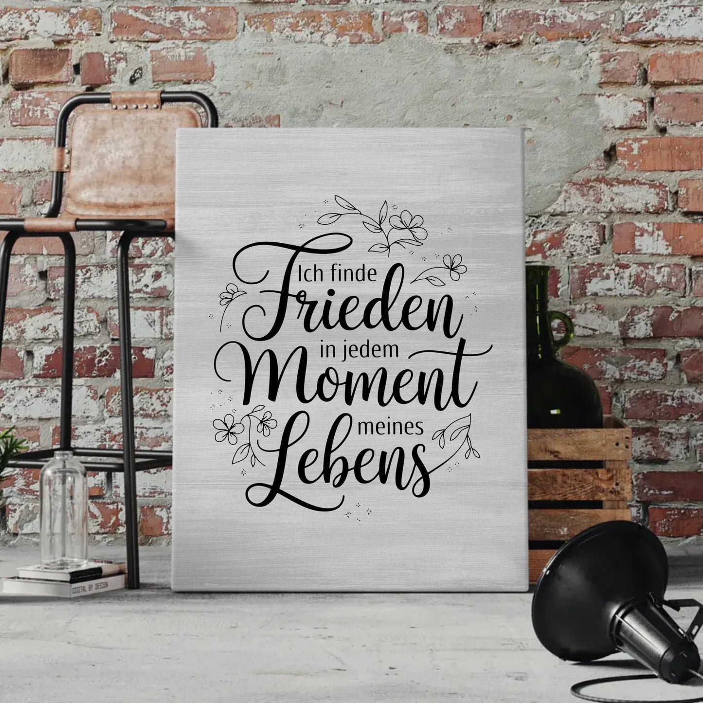 Personalisierte Leinwand mit Spruch Frieden in jedem Moment