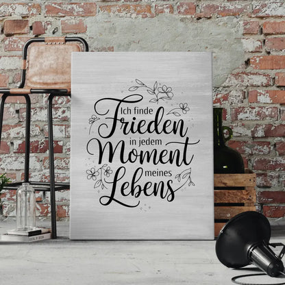 Personalisierte Leinwand mit Spruch Frieden in jedem Moment