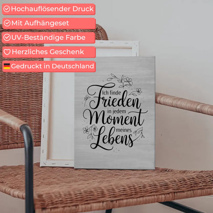 Personalisierte Leinwand mit Spruch Frieden in jedem Moment