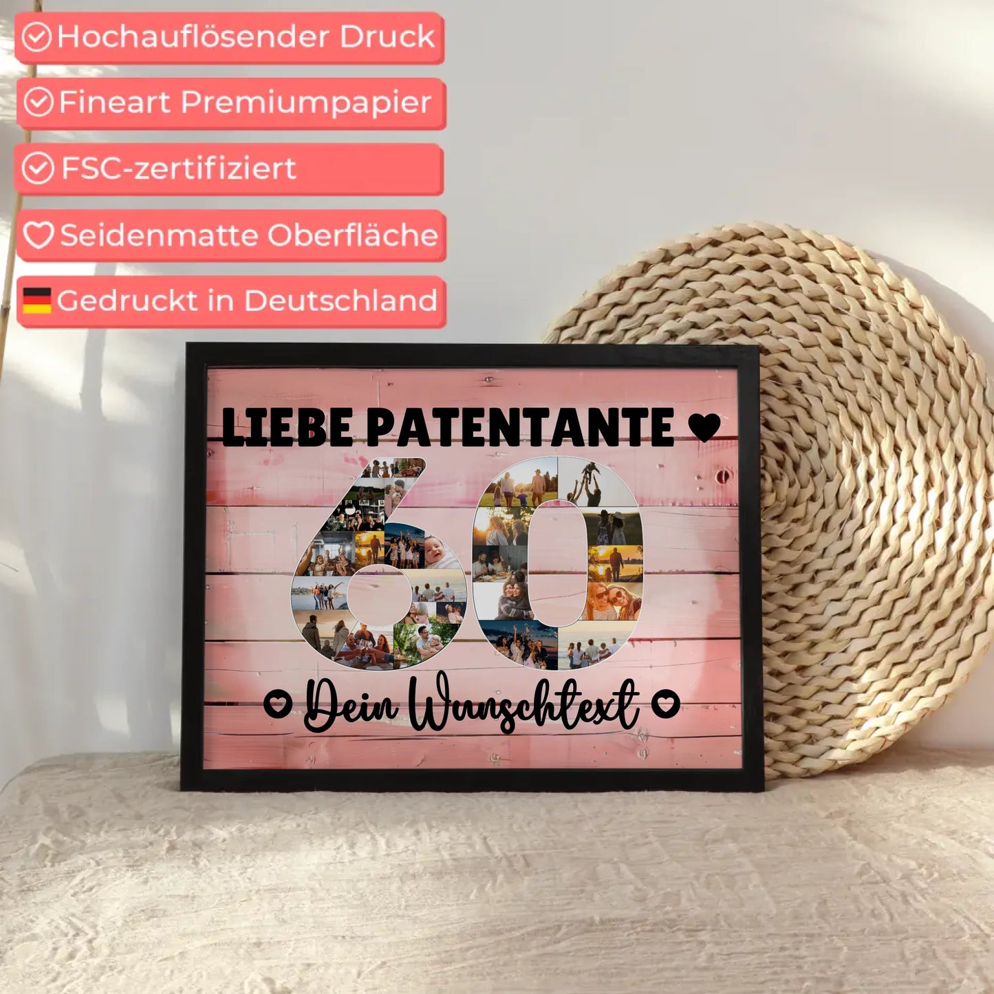 Personalisiertes Poster Wunschtext 60 Geburtstag Patentante