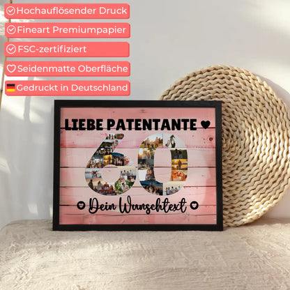 Personalisiertes Poster Wunschtext 60 Geburtstag Patentante
