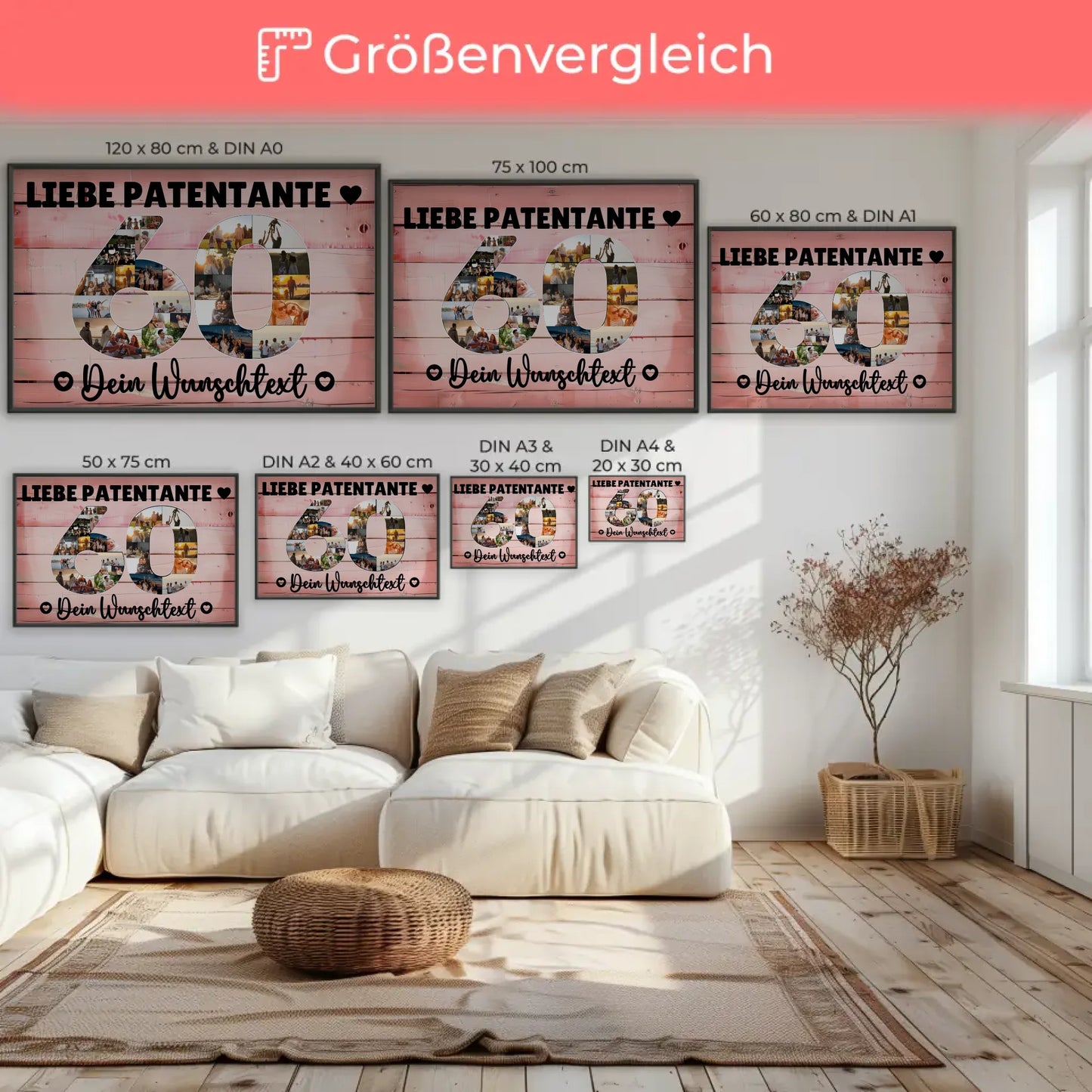 Personalisiertes Poster Wunschtext 60 Geburtstag Patentante