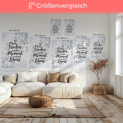 Leinwand Mit Spruch Affirmation Positiv Frieden im Leben
