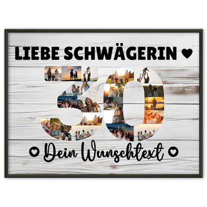 Personalisiertes Poster Wunschtext 30 Geburtstag Schwägerin