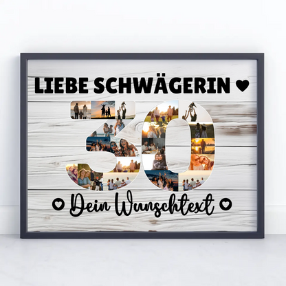 Personalisiertes Poster Wunschtext 30 Geburtstag Schwägerin