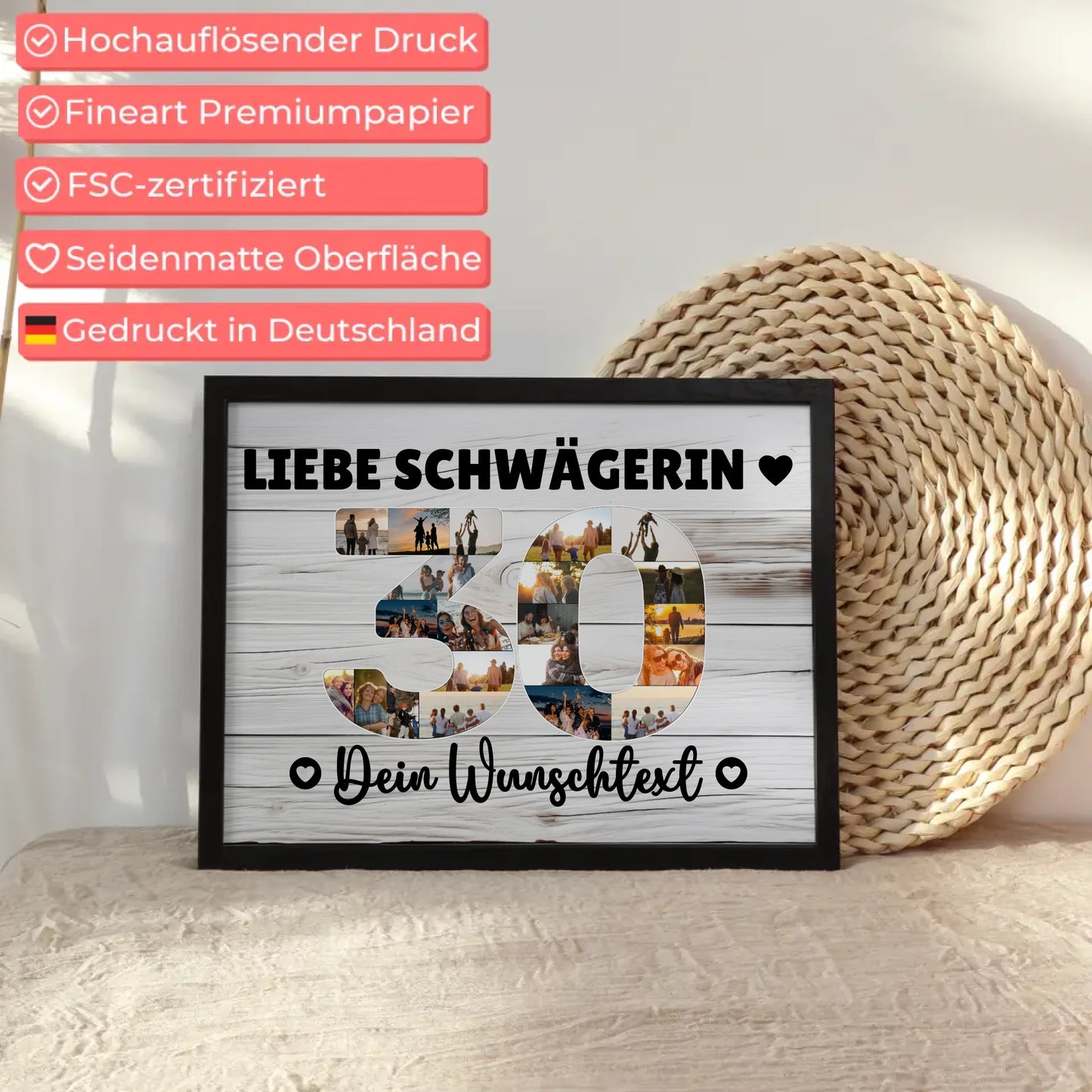 Personalisiertes Poster Wunschtext 30 Geburtstag Schwägerin
