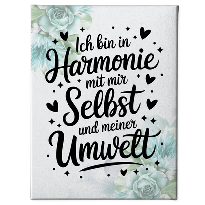 Affirmation Sprüche Leinwand Ich bin in Harmonie mit mir selbst
