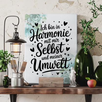 Affirmation Sprüche Leinwand Ich bin in Harmonie mit mir selbst