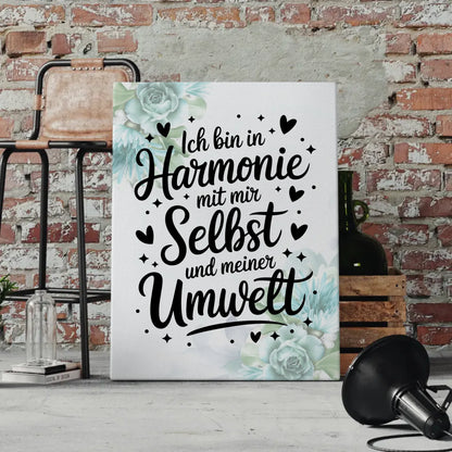 Affirmation Sprüche Leinwand Ich bin in Harmonie mit mir selbst