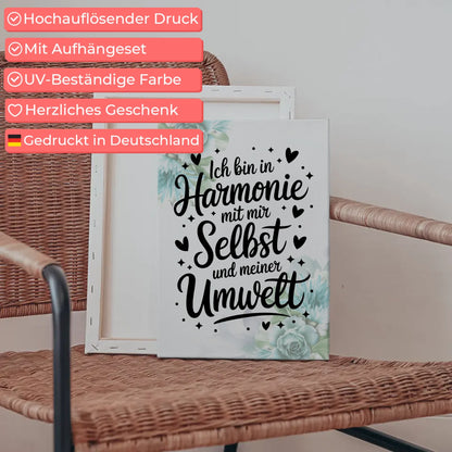 Affirmation Sprüche Leinwand Ich bin in Harmonie mit mir selbst