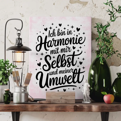 Affirmation Leinwand Mit Spruch Ich bin in Harmonie Positiv