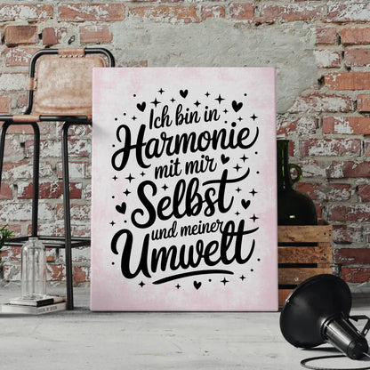 Affirmation Leinwand Mit Spruch Ich bin in Harmonie Positiv