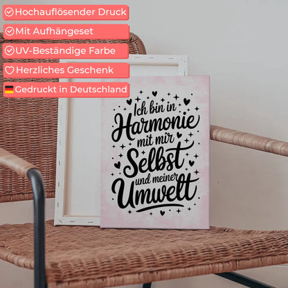 Affirmation Leinwand Mit Spruch Ich bin in Harmonie Positiv