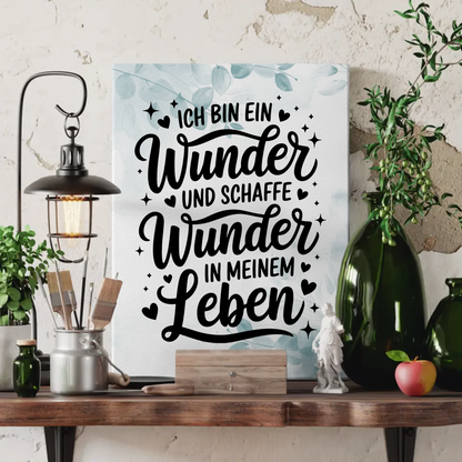Affirmation Spruch Leinwand Ich bin ein Wunder positiv Leben