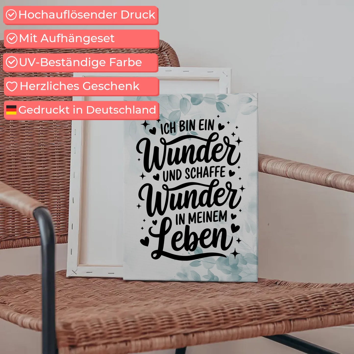 Affirmation Spruch Leinwand Ich bin ein Wunder positiv Leben