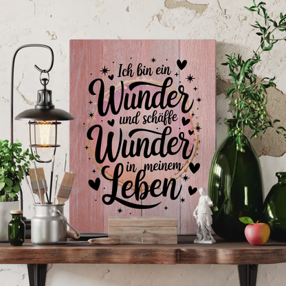 Affirmation Sprüche Leinwand Ich bin ein Wunder Geschenk