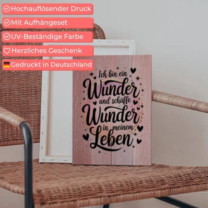 Affirmation Sprüche Leinwand Ich bin ein Wunder Geschenk