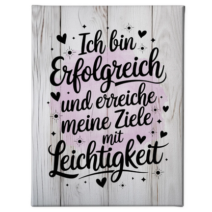 Affirmation Leinwand mit Spruch Ich bin erfolgreich positiv