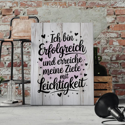 Affirmation Leinwand mit Spruch Ich bin erfolgreich positiv