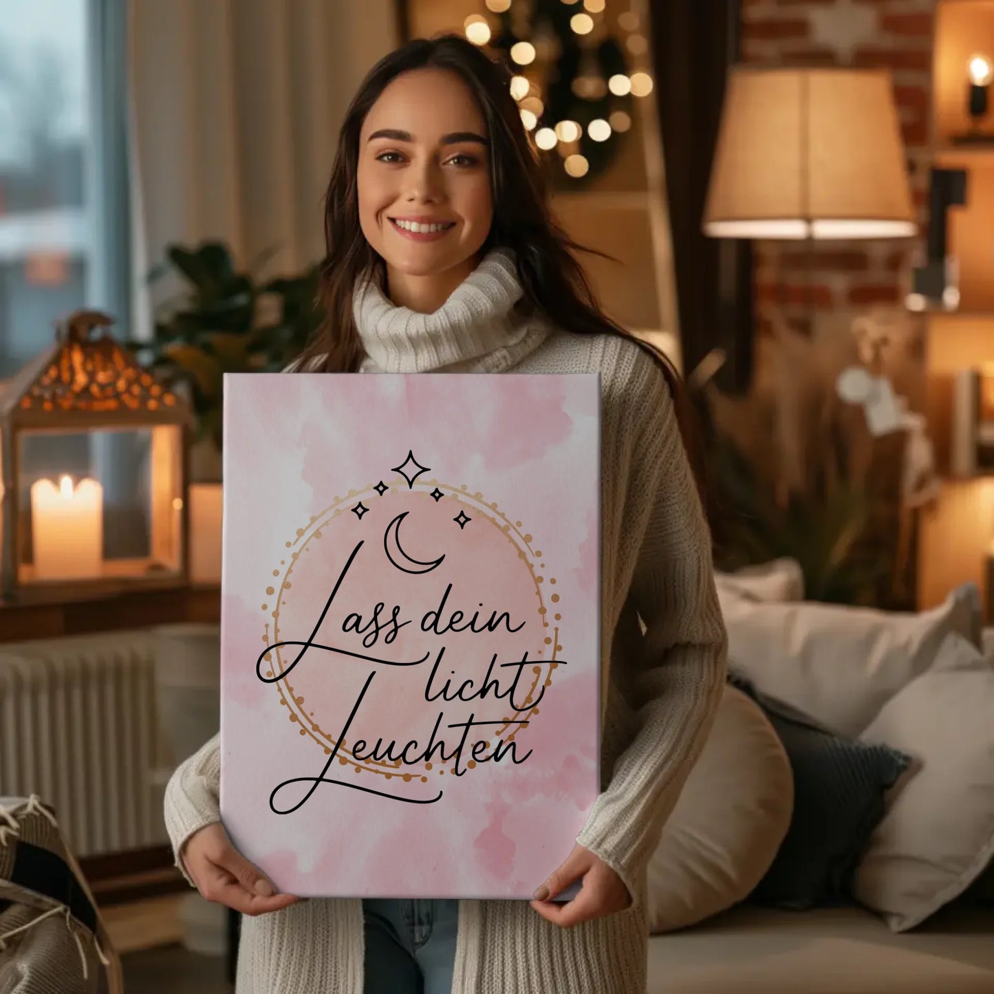 Sprüche Leinwand Affirmation Lass dein Licht leuchten Geschenke
