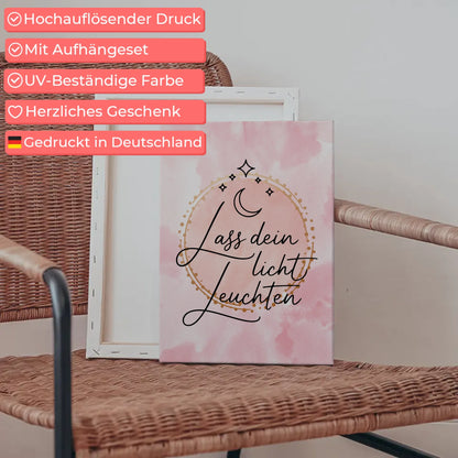 Sprüche Leinwand Affirmation Lass dein Licht leuchten Geschenke