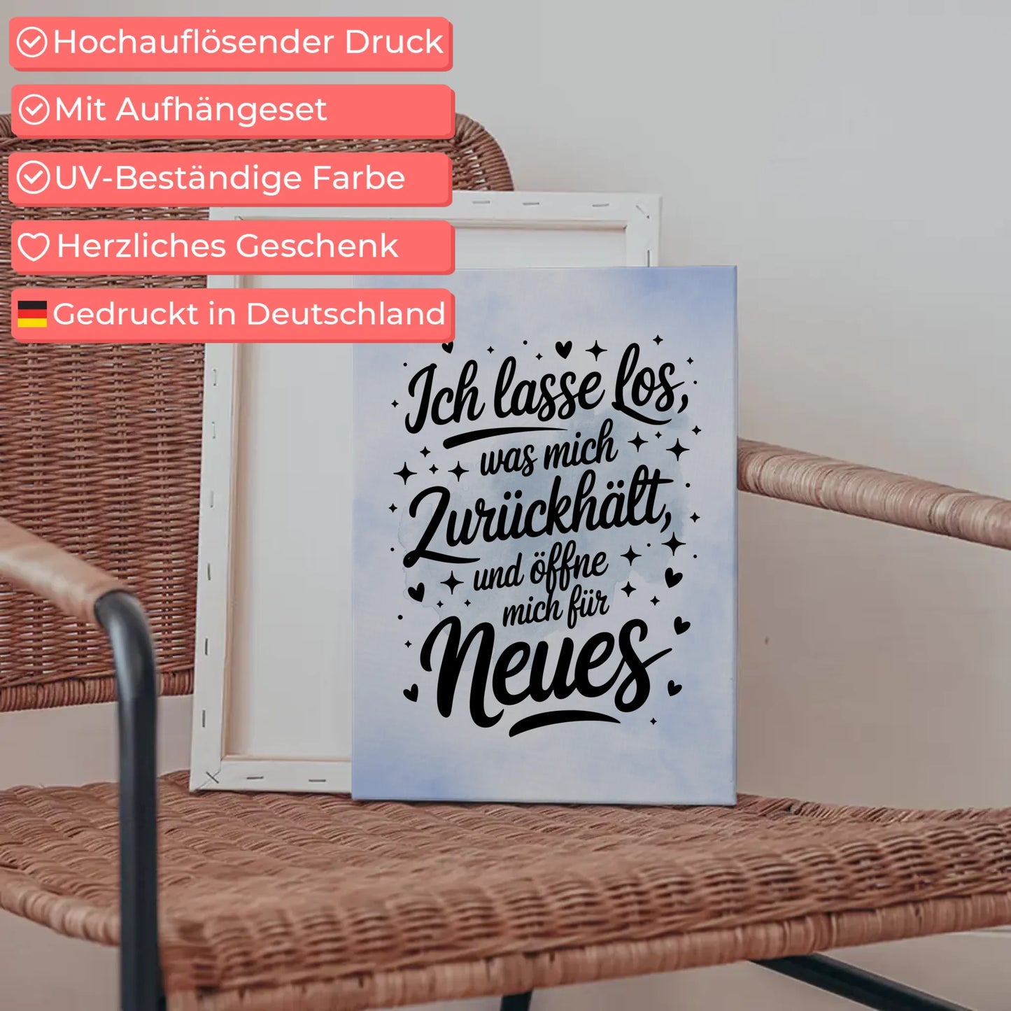 Leinwand Spruch Affirmation Ich lasse los für Neues gestalten
