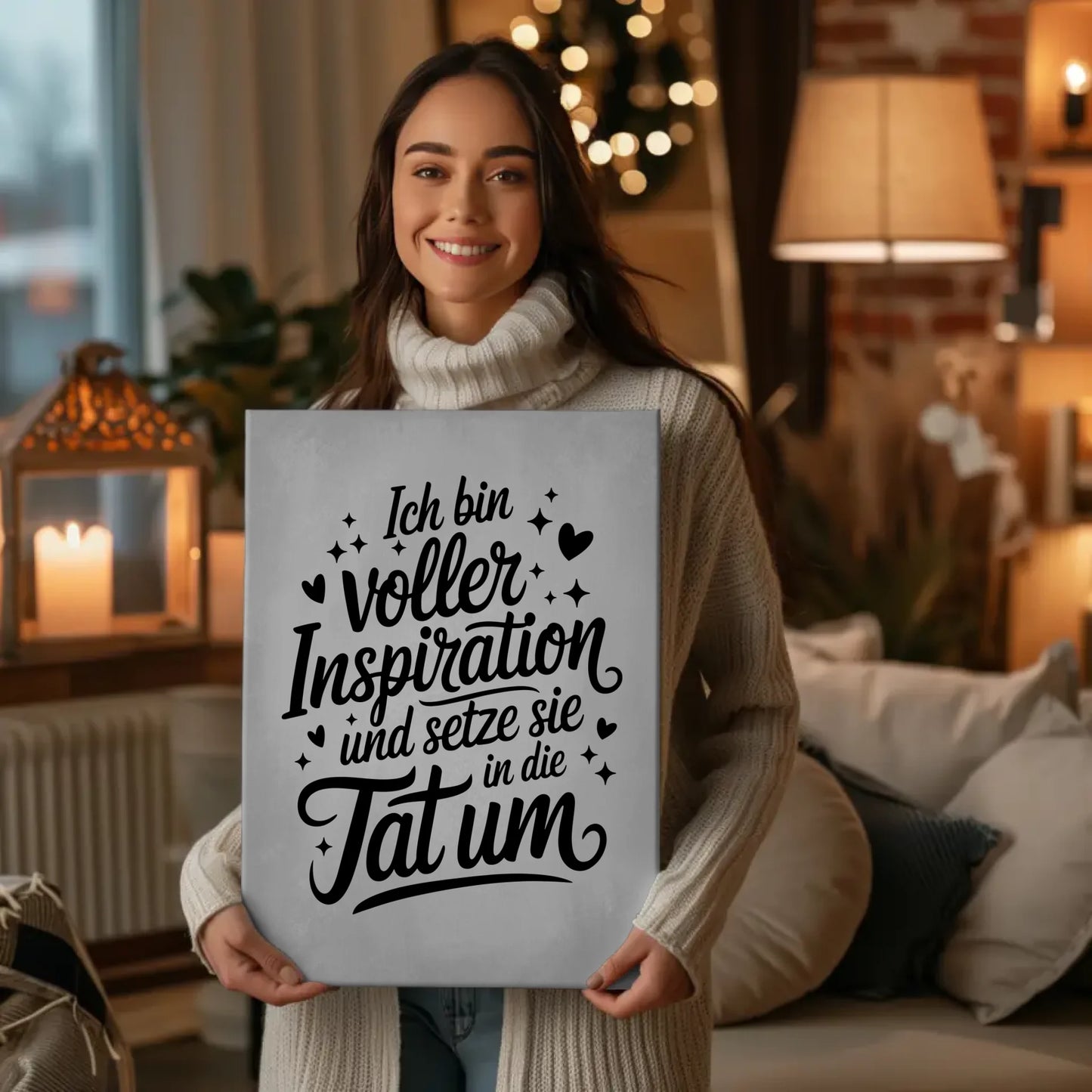 Affirmation Leinwand Mit Spruch Ich bin voller Inspiration positiv