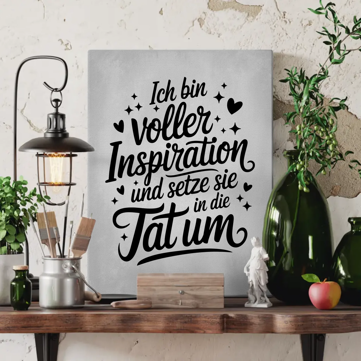Affirmation Leinwand Mit Spruch Ich bin voller Inspiration positiv