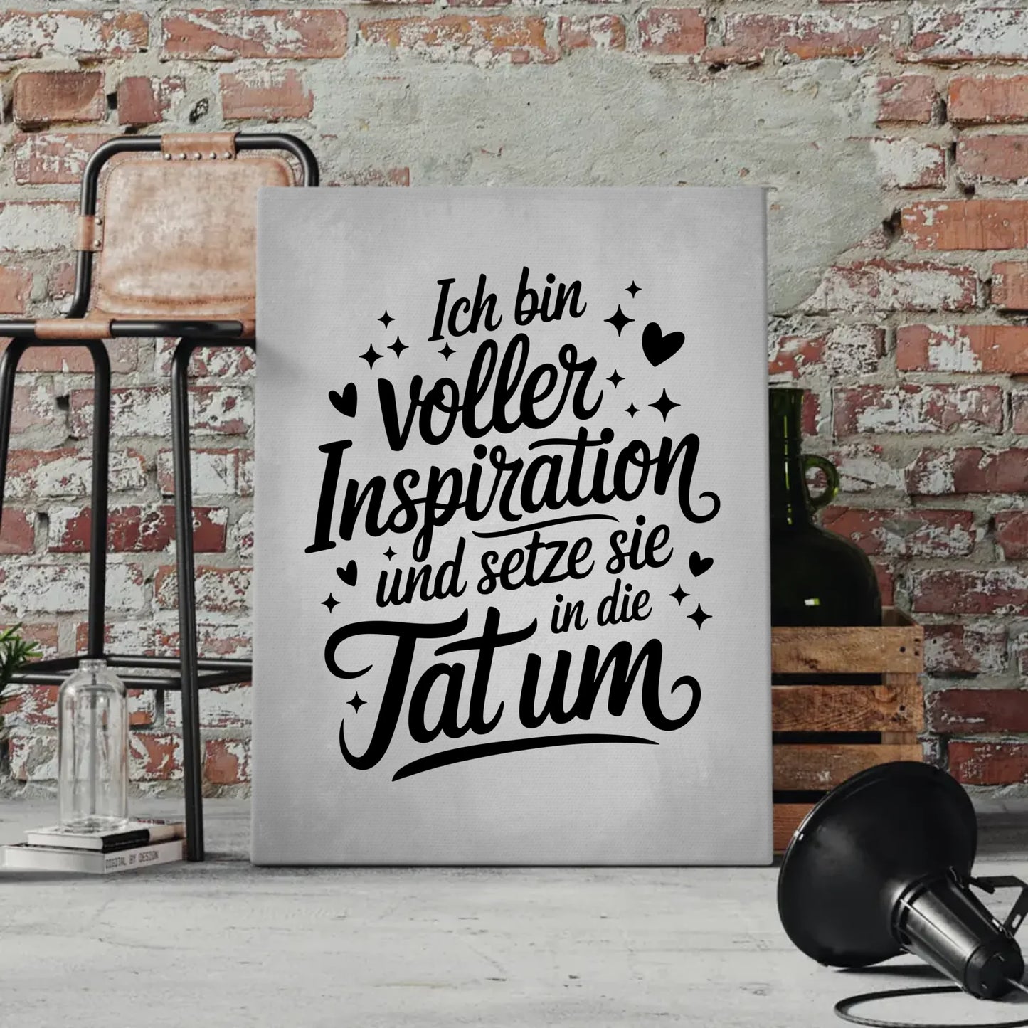 Affirmation Leinwand Mit Spruch Ich bin voller Inspiration positiv