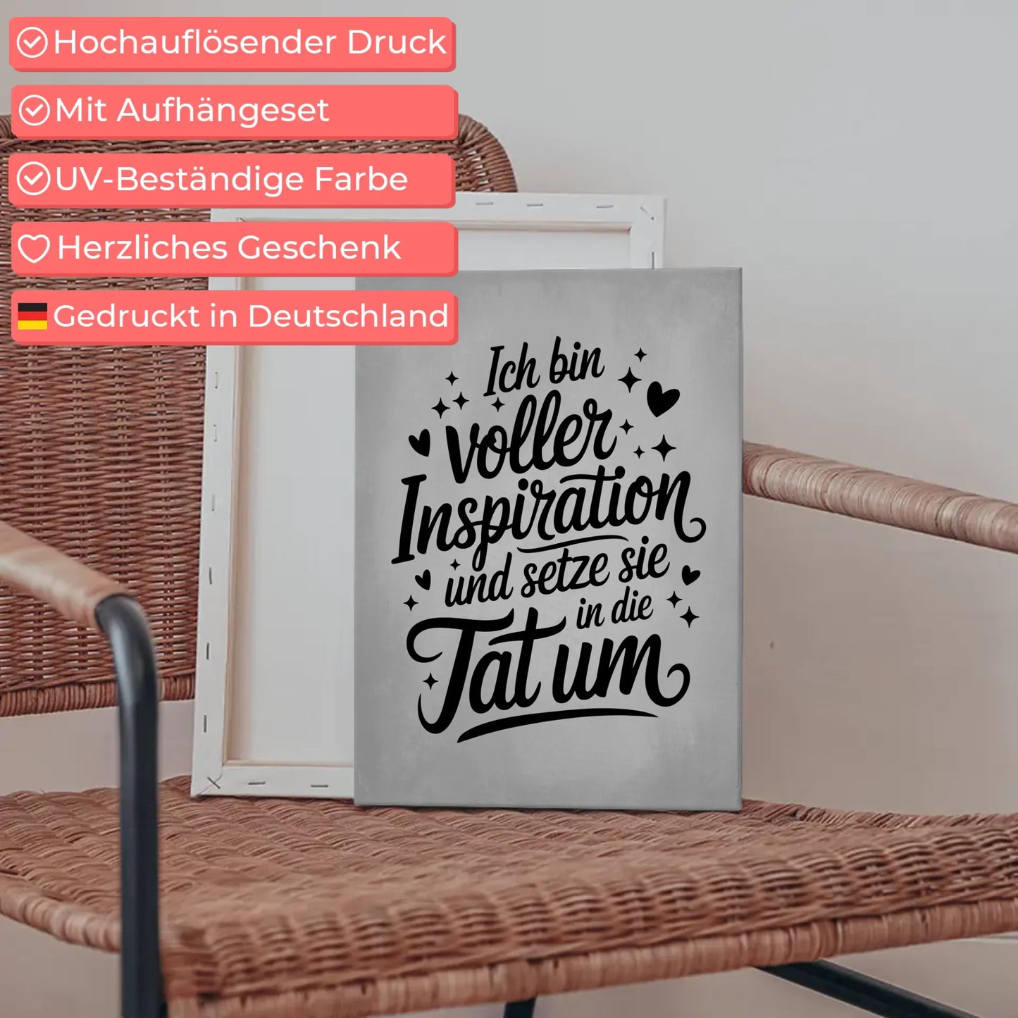 Affirmation Leinwand Mit Spruch Ich bin voller Inspiration positiv