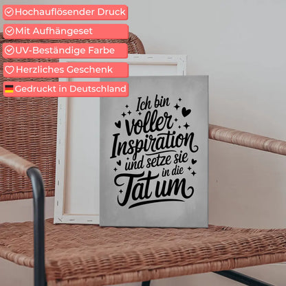 Affirmation Leinwand Mit Spruch Ich bin voller Inspiration positiv