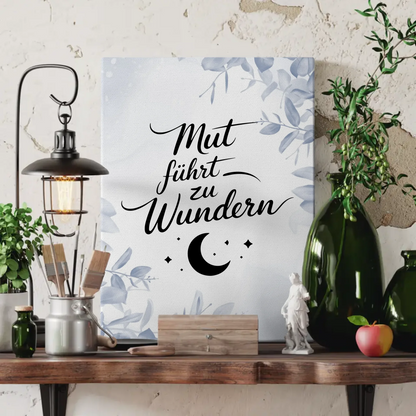 Personalisierte Sprüche Leinwand Affirmation Mut führt zu Wundern Positiv