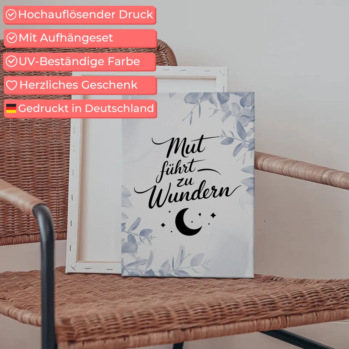 Personalisierte Sprüche Leinwand Affirmation Mut führt zu Wundern Positiv