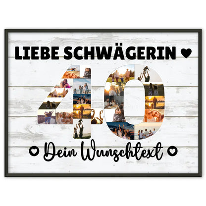 Personalisiertes Poster Wunschtext 40 Geburtstag Schwägerin
