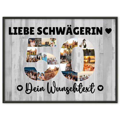 Personalisiertes Poster Wunschtext 50 Geburtstag Schwägerin