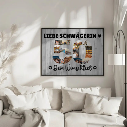 Personalisiertes Poster Wunschtext 50 Geburtstag Schwägerin
