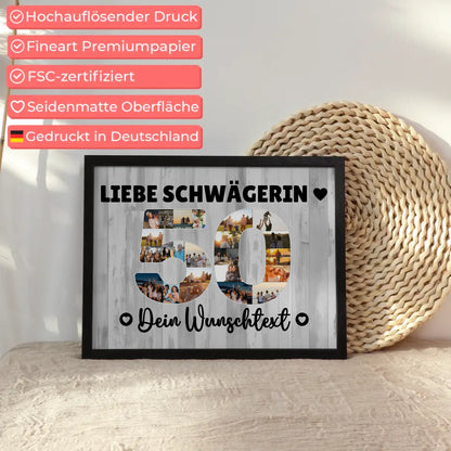 Personalisiertes Poster Wunschtext 50 Geburtstag Schwägerin